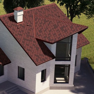 Бітумна черепиця Акваізол Мозаїка Червона ЕКО